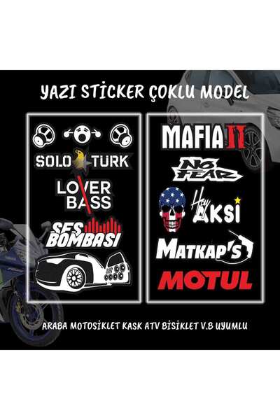 Automod oto kaput ve cam etiketi çoklu yazılar araba motosiklet kask atv komyonet tablet uyumlu set sticker