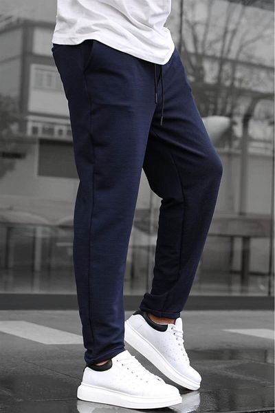 Madmext Marineblaue Basic-Herrenhose aus Waffelstoff 6509