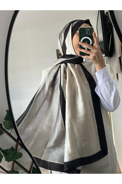 Merwiss İthal Geometrik Şerit Şal