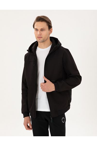 Pierre Cardin Μαύρο παλτό με κουκούλα 50292554-VR046