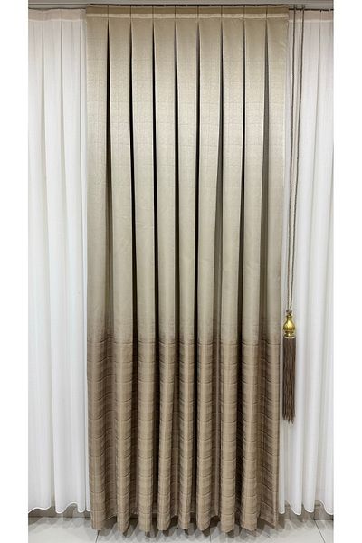 Fon Dünyası Single Wing Cream Brown Panel Background Curtain
