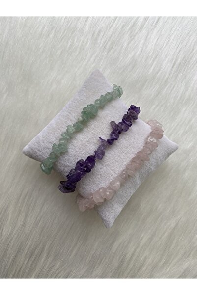 LADIN DOGALTAŞ Love Bracelet Natural Stone (Amethyst, Pink Quartz and Strawbe...
