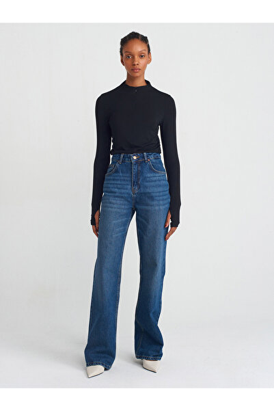 Dilvin 31420 Yanları Büzgülü Uzun Kollu Top-Siyah