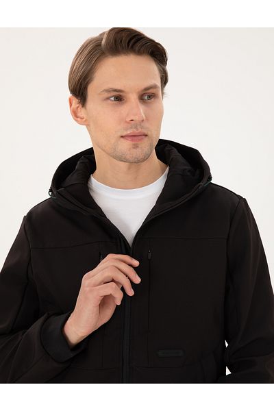 Pierre Cardin Μαύρο παλτό με κουκούλα 50292554-VR046