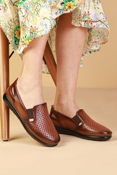 By Yağlıoğlu Yağlıoğlu Y405 Genuine Leather Heel Gel Inside Daily Orthopedic Shoes