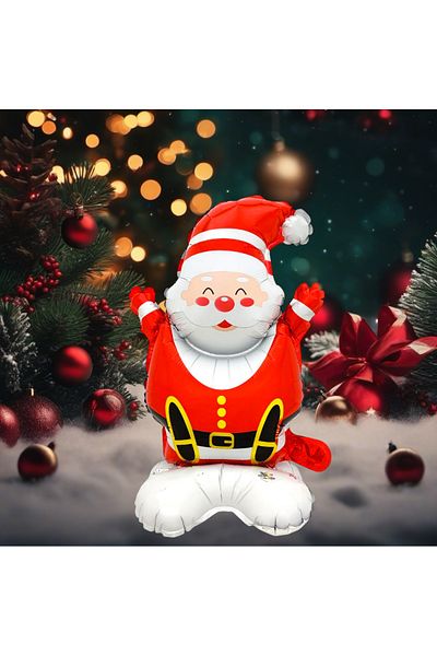 kidspartim Footed Small Sitting Santa Claus Foil Balloon 59X35 cm