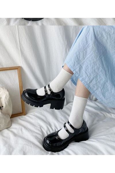 DENİKK Trend černé boty Lolita s přezkou ve stylu Harajuku