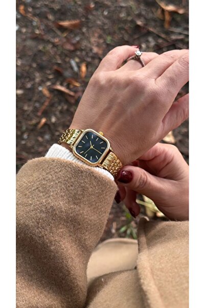 Has Gold-Siyah Kare Retro Kadın Saati