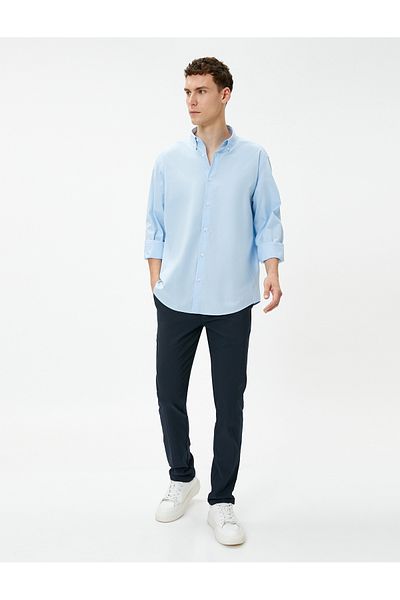 Koton Koszula basic Klasyczny kołnierzyk z długim rękawem Zapinana na guziki Bawełna Non Iron