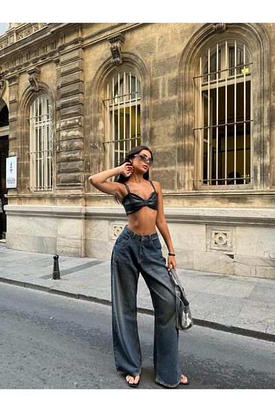Zeo Basic PANTALONI DE JEAN PENTRU PALAZZO FIT ZEO DE BAZINĂ