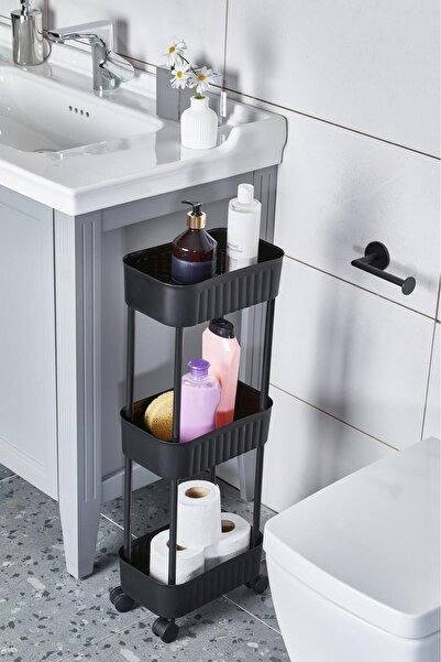 AHİR TİCARET Tekerlekli 3 Katlı Mini Banyo Ve Mutfak Raf Düzenleyici