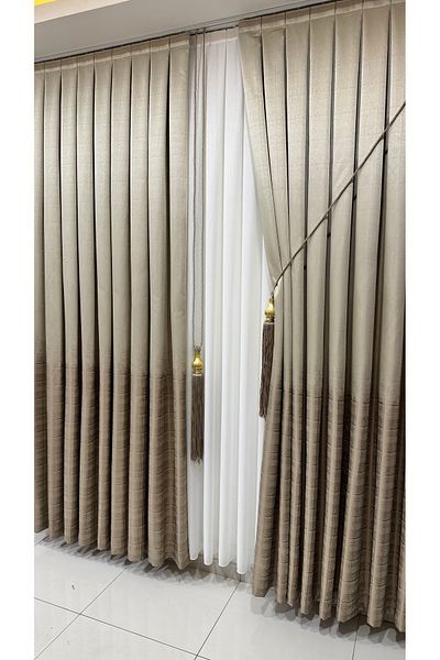 Fon Dünyası Single Wing Cream Brown Panel Background Curtain