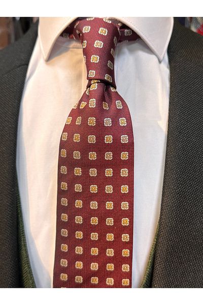 CROATE 100% Silk Burgundy Custom Pattern Tie
