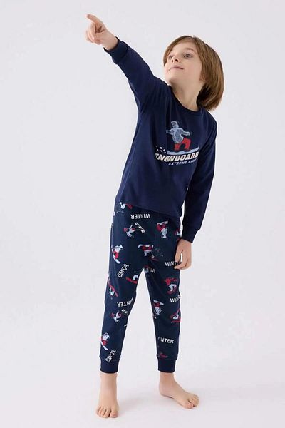 ROLY POLY 3435-2 Snowboard Elastic Combed Cotton Pajamas Set