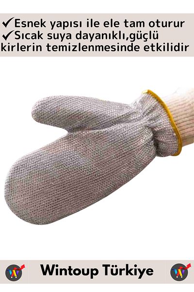 Wintoup High Quality Hot Water Heat Resistant Flexible Oil Dirt Cleaner Aluminum Dish Glove 2 Pair