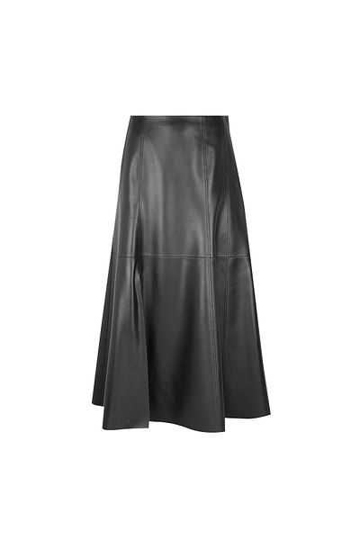 Desa Aulii Black Women's Slit Leather Skirt