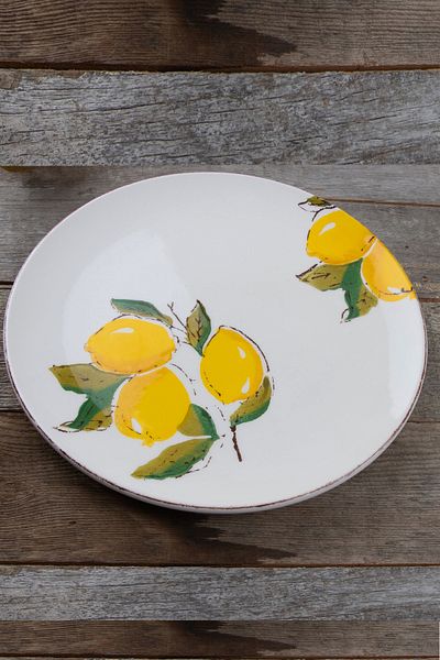 Porselen Diyarı Lemon Pattern Handmade Organic Serving Plate Set of 26 cm