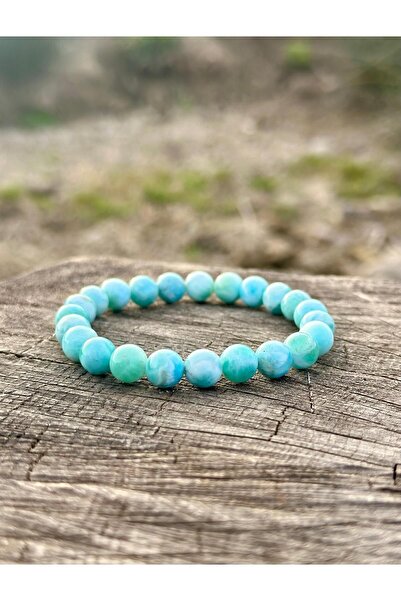 Zodyak Doğal Taş 8 mm Larimar Stone Men's Women's Natural Stone Bracelet Aaa ...