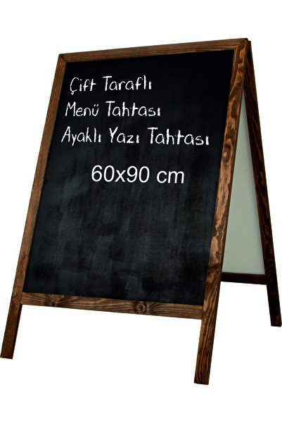 TASARIM TABELA Menü Tahtası, Ayaklı Yazı Tahta, Çift Taraflı Kara Tahta Ahşap Büyük Boy 60x90cm