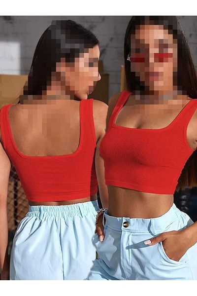 AŞAR MODA TEKSTİL Women's Crop Top Sling Blouse