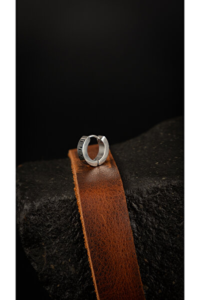 Piercing Market Steel & Silver Erkek Çelik Takı Desenli Halka Model Küpe Paslanma Kararma Yapmaz