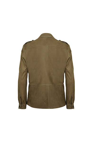 Desa Allecra Green Women's Suede Leather Shirt