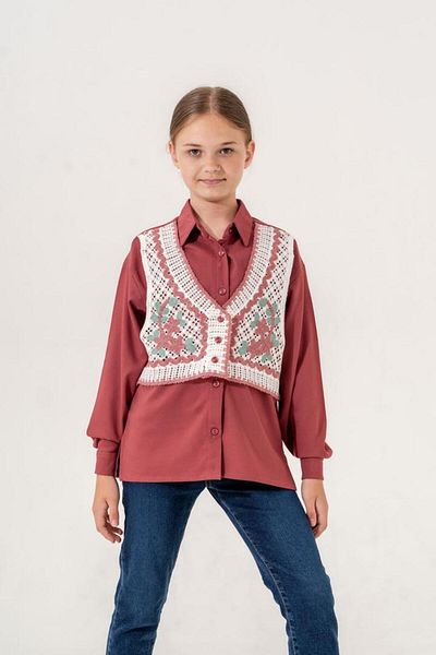 GİYİCEM Tricotaj pentru fete Vestă Cămașă