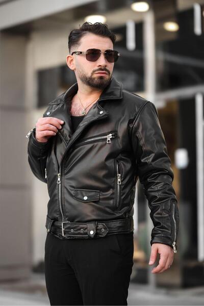 MİS MODA geacă de piele pentru bărbați cu umplutură de fibre