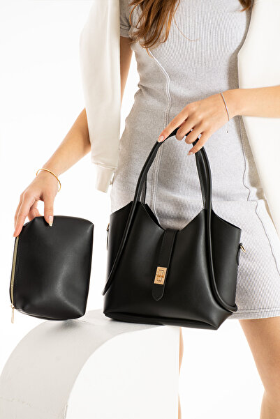 NWR BAGS Siyah Kadın  Kol Ve Çapraz Çanta 23x33 Ebatında