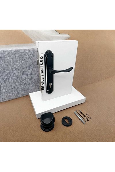 KOLDOOR Leaf Sleeve Matte Black Mirrored Yale Steel Door Handle Right Press One Side + Mallet and Bottom Badge