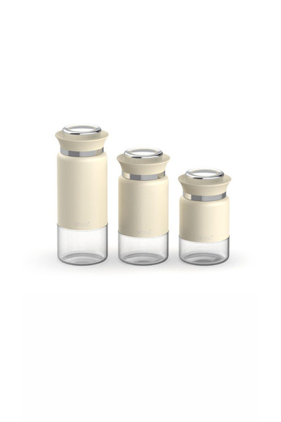 AROW Dritto Gümüş Bej Renk 3’lü Kavanoz Seti