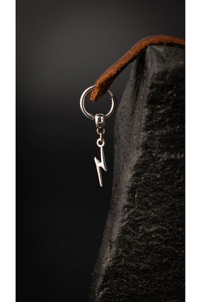 Piercing Market Steel & Silver Men's Steel Jewelry Ring Dangle Lightning Model Earrings No Rusting Darkening
