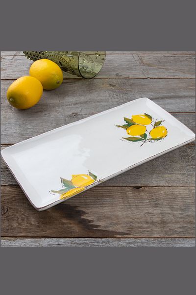 Porselen Diyarı Lemon Pattern Handmade Organic Presentation Plate 36X17 cm