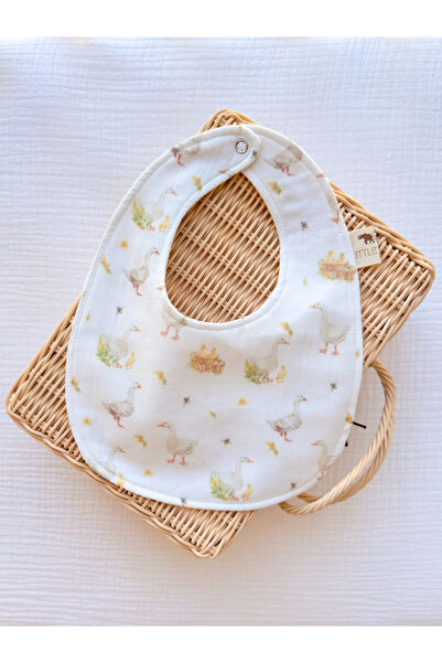 Little Dude مريلة من القطن العضوي بطبقة مزدوجة من الموسلين بنمط الأوز والبط