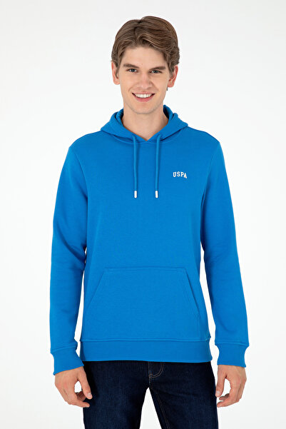 U.S. Polo Assn. Erkek Kapüşonlu Kobalt Mavi Basic Şardonlu Sweatshirt 50295176-VR077