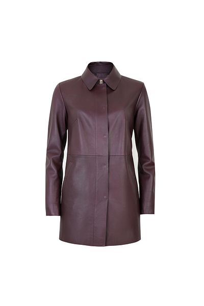 Desa Cherlin Claret Red Women's Leather Coat