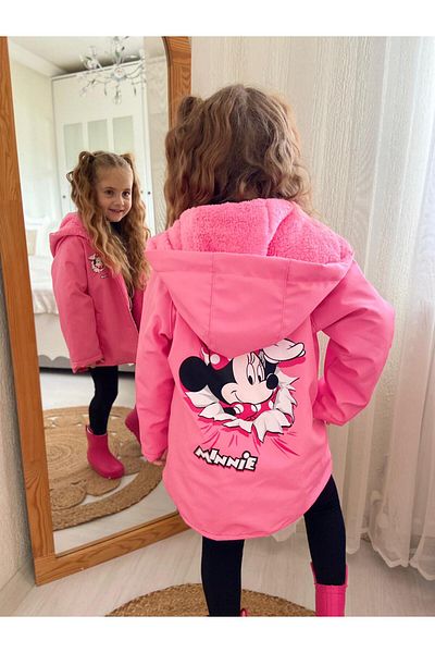 DUDOR KİDS Girl's Waterproof Sheepskin Coat