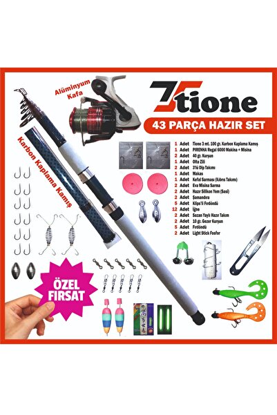 TİONE Olta Takımı 3 Metrelik Kamış Ve Makine Seti 43 Parça Olta Seti