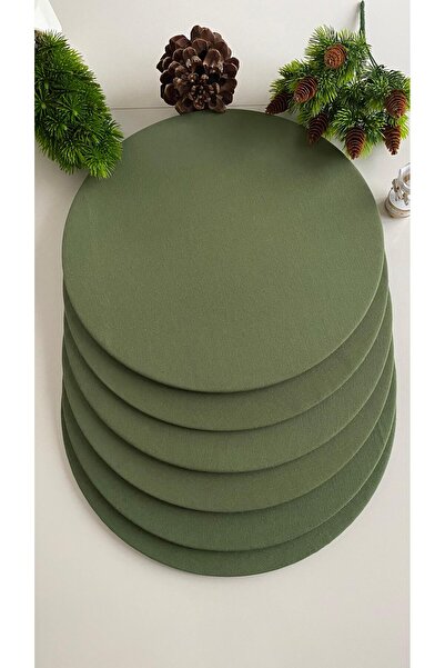 Runner Supla Home 6 قطع من أطباق الكتان الخضراء مقاس 33 سم قابلة للإزالة