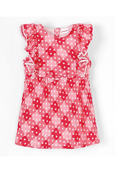 Babyhug فستان Babyhug Flutter Sleeves 100% Viscose مطبوع عليه أزهار - وردي