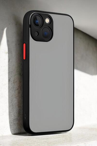 mooodcase iPhone 15 Uyumlu Buzlu Şeffaf Kamera Koruma Çerçeveli Telefon Kılıfı