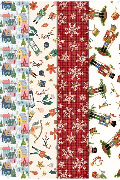 Sticksy 34 X 49 Cm Yılbaşı Hediye Paketleme Ambalaj Kağıdı (4’LÜ PAKET) Merry...
