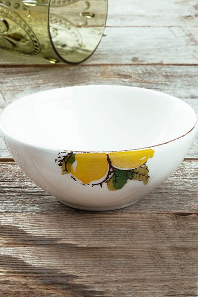Porselen Diyarı 15 cm Organic Lemon Patterned Handmade - 6 Bowl