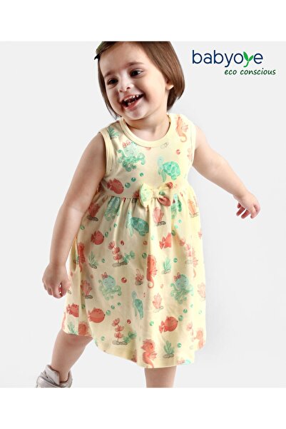 Babyoye فستان بدون أكمام من القطن الصديق للبيئة مع لمسة نهائية صديقة للبيئة م...