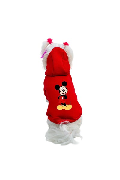 Buddy Store Kedi & Köpek Kıyafeti Elbiseleri Kıyafetleri Sweat - Mickey Mouse Baskılı Kırmızı Sweat