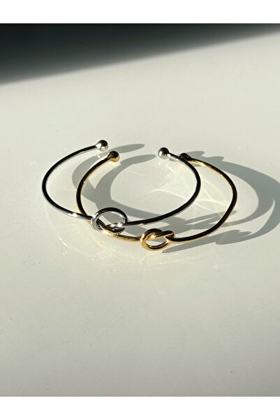 Harlofia Jewelry Ayarlanabilir 2li Altın Gümüş Kaplama Çift Düğüm Bileklik
