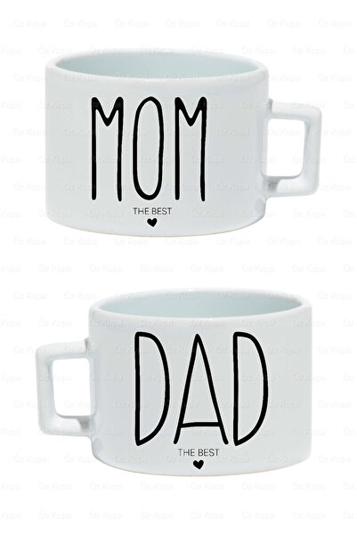 IŞILAY PROMOSYON Mom Dad the Best Printed Couple 2-Piece Motto Cup