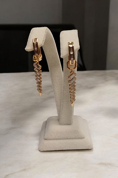 ESMERAY STEEL Superior Steel Xuping Buxus Pattern Rhinestone Rocking Earrings