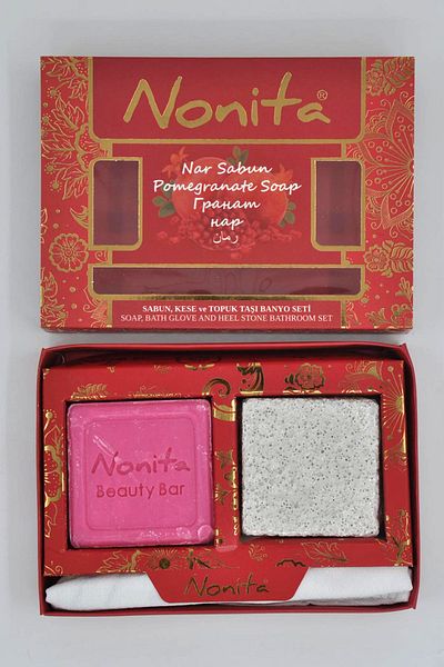 ElisaOtantik Pomegranate Soap, Scrub and Heel Stone Bath Set