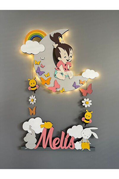 Atölye Selçukum Kız Çocuk Ahşap Bebek Kapı Süsü